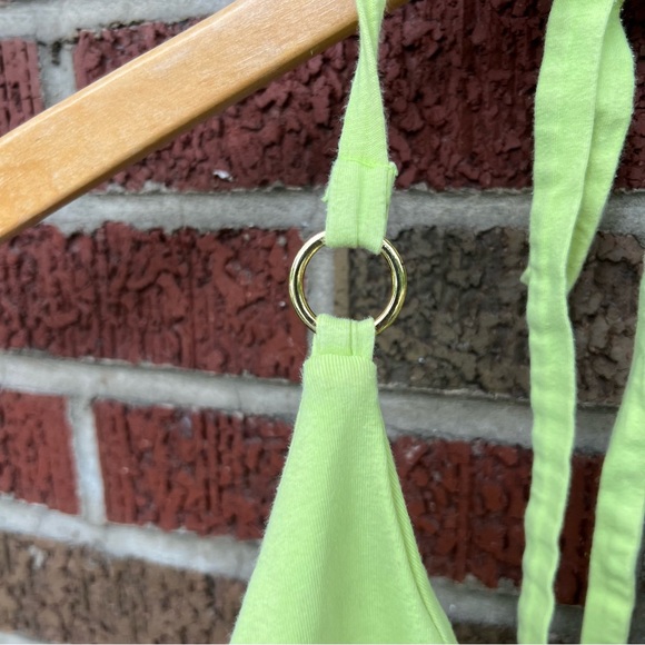 Fashion’s Best Kept Secret Bra Tops Lime Green Halter Spaghetti Strap Top - Picture 3 of 4